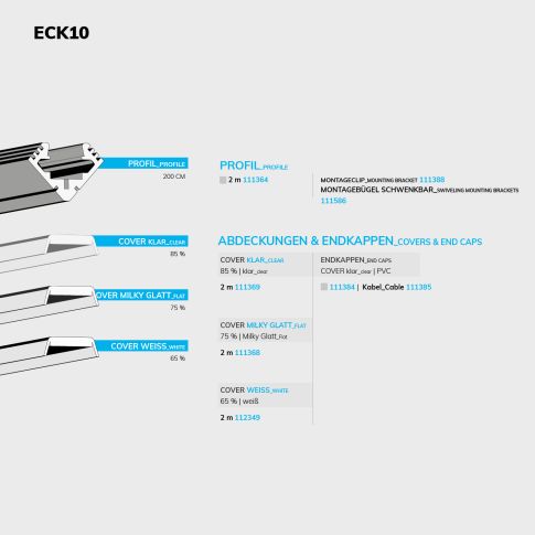 LED Montageprofil ECK10, eloxiert L: 200cm