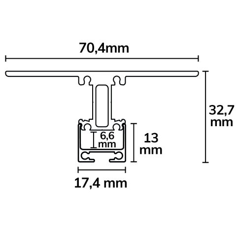 LED Leuchtenprofil 2SIDE Aluminium pulverbeschichtet silber, 200cm