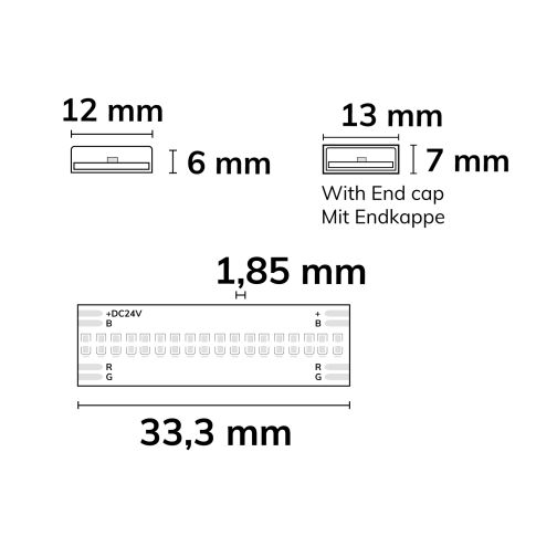 LED HT RGB COB Flexband für bis zu 100°C Umgebungstemp., 24V DC, 14,4 W, IP68, 5m Rll, 540 LED/m