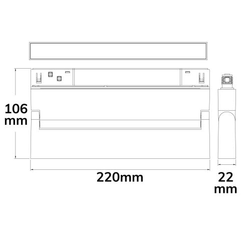 Track48 Linear-Schienen-Strahler 22cm schwarz, 12W, 120°, UGR<19, 48V DC, 3000K, CRI90