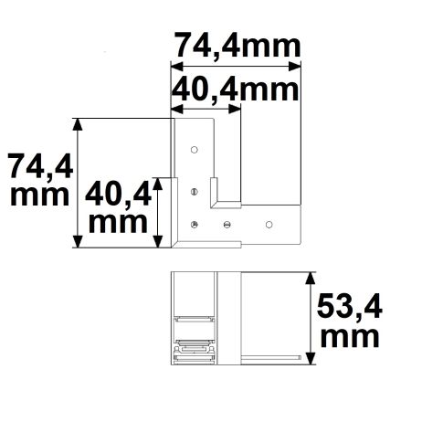 Track48 Eckschiene 90° horizontal für Aufbauschiene, schwarz, nicht stromführend