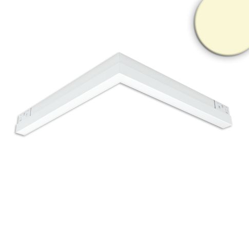 Track48 Eckleuchte horizontal weiß, 20W, 120°, 48V DC, 3000K, CRI90, prismatisch, Line+ DALI dimmbar