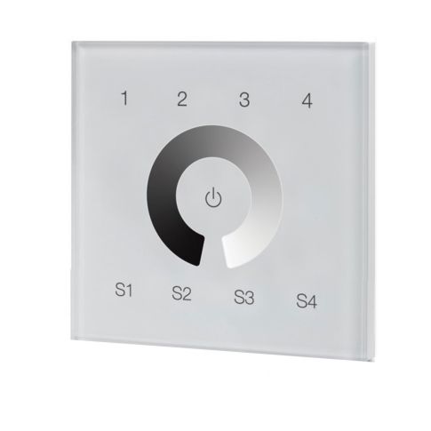 DALI 4 Gruppen / 4 Szenen Einbau-Touch Master-Dimmer, weiß, 230V AC oder DALI-Bus Spannung