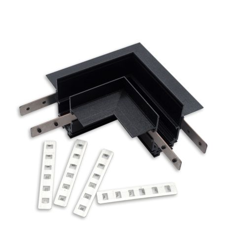 Track48 Eckschiene 90° horizontal für Trockenbauschiene, schwarz, nicht stromführend