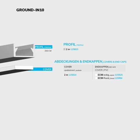 LED Montageprofil GROUND-IN10, begehbar, Alu eloxiert L: 200cm