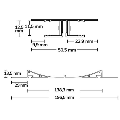 LED Trockenbau-Leuchtenprofil Double Curve, 200cm