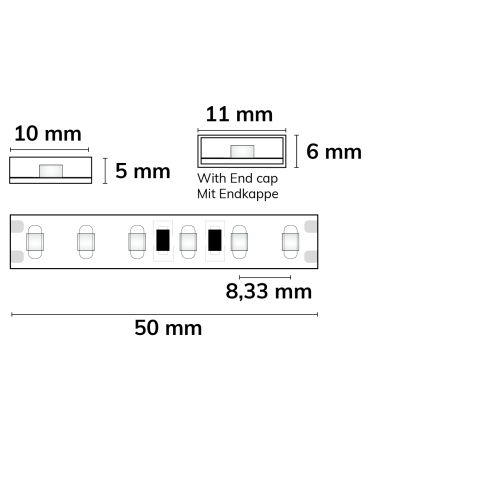 LED AQUA860 Flexband, 24V DC, 10W, IP68, 6000K, 5m Rolle, 120 LED/m