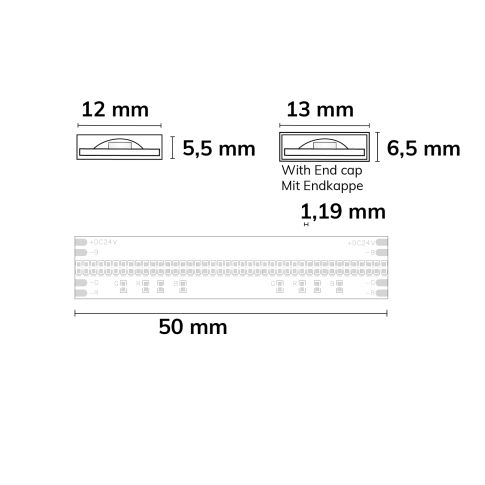 LED AQUA COB RGB Linear Flexband, 24V DC, 14,4W, IP68, 5m Rolle, 840 LED/m