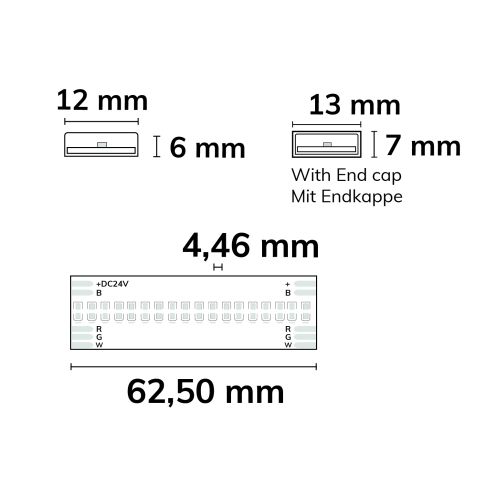 LED HT RGB+WW COB Flexband für bis zu 100°C Umgebungstemp., 24V DC, 19 W, IP68, 5m Rll, 896 LED/m