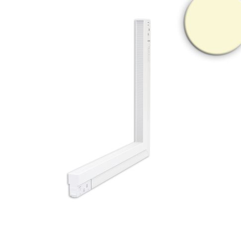 Track48 Eckleuchte vertikal weiß, 20W, 120°, 48V DC, 3000K, CRI90, prismatisch, Line+, DALI dimmbar