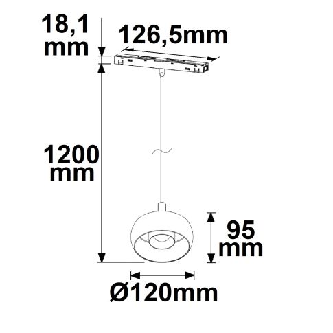 Track48 Hängeleuchte Circle 8W, 45°, 48V DC, schwarz, 3000K, DALI dimmbar v