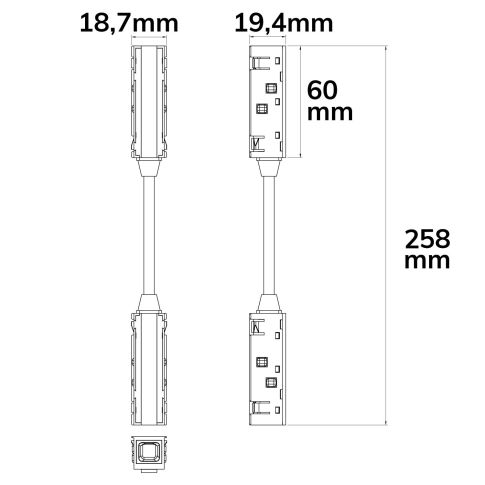 Track48 Linear-Verbinder flexibel, 180° biegbar, stromführend, schwarz, max. 6A, 4-polig