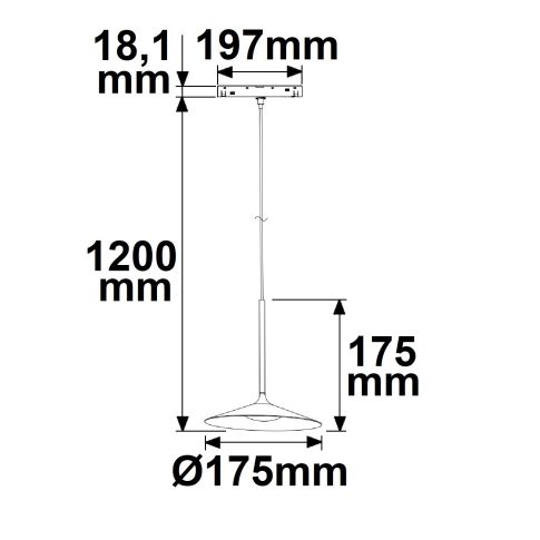 Track48 Hängeleuchte Shade 5,5W, 120°, 48V DC, schwarz, 3000K, DALI dimmbar