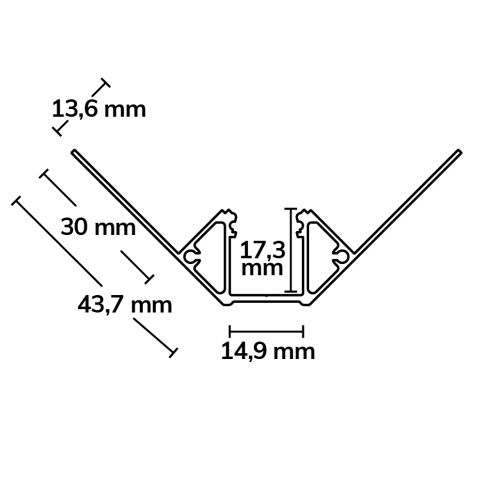 LED Trockenbauprofil Inneneck, 200cm