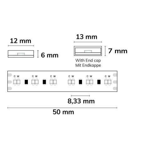LED CRI923/950 CCT Flexband, 24V DC, 10W ww | 10W kw, IP68, 5m Rolle, 240 LED/m