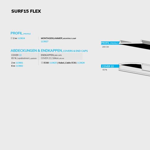 LED Aufbauprofil SURF15 FLEX Aluminium eloxiert, 200cm