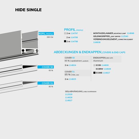 LED Aufbauleuchtenprofil HIDE SINGLE Aluminium eloxiert, 200cm