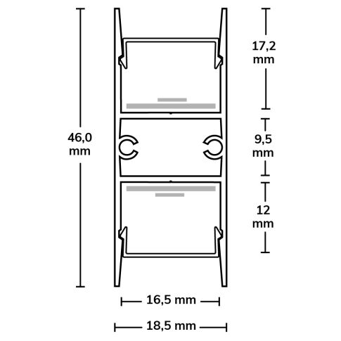 LED Aufbauleuchtenprofil HIDE DOUBLE Aluminium eloxiert, 200cm