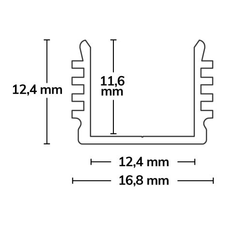 LED Aufbauprofil SURF12 BORDERLESS Aluminium eloxiert, 200cm