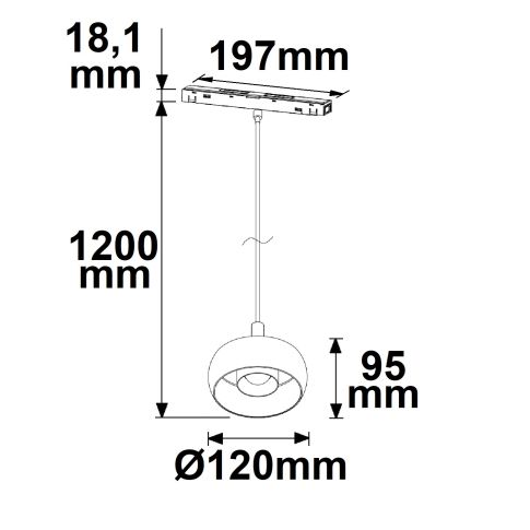 Track48 Hängeleuchte Circle 8W, 45°, 48V DC, schwarz, 3000K