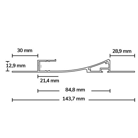 LED Trockenbau-Leuchtenprofil Single Curve, 200cm
