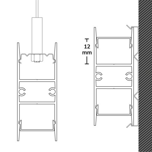 LED Aufbauleuchtenprofil HIDE DOUBLE Aluminium eloxiert, 200cm