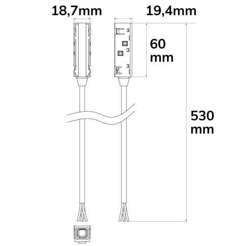 Track48 Stromeinspeisung mit 200cm Anschlusskabel, schwarz, max. 6A, 4-polig (+|-|DALI+|DALI-)