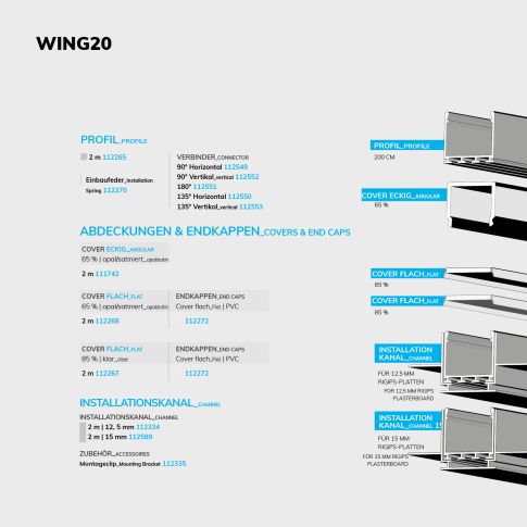 LED Aufbauprofil WING20, eloxiert L: 200cm