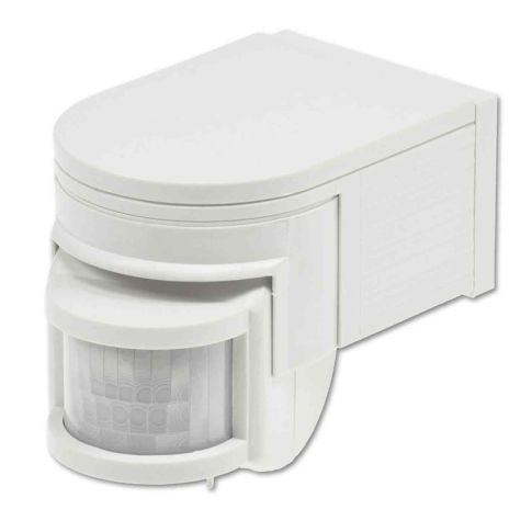 PIR Bewegungsmelder weiß, 230V, max. 4A, 180° max. 10m Detektionsradius, IP44, Aufputzmontage