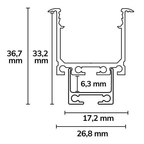 LED Einbauprofil DIVE24 Aluminium weiß RAL 9010, 200cm