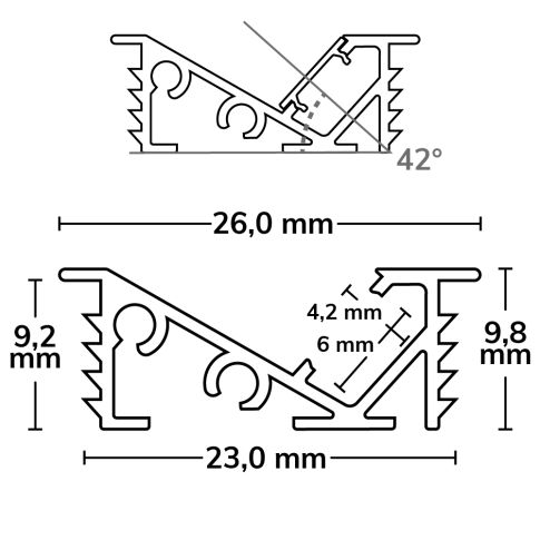 LED Einbauprofil FURNIT6 D Aluminium weiß RAL 9003, 200cm