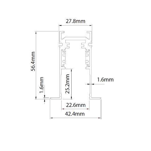 Track48 Einbauschiene, schwarz, 200cm, 4-polig, inkl. Endkappen und Schutzcover