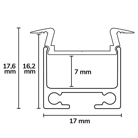 LED Einbauprofil DIVE12 FLAT Aluminium eloxiert, 200cm