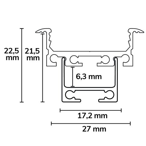 LED Einbauprofil DIVE24 FLAT V1 Aluminium eloxiert, 200cm