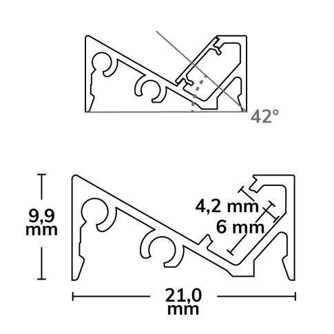 LED Aufbauprofil FURNIT6 S Aluminium weiß RAL 9003, 200cm