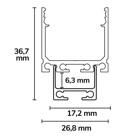 LED Aufbauprofil SURF24 Aluminium eloxiert, 200cm