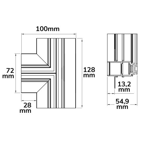 Track48 T-Schiene horizontal für Trockenbauschiene, weiß, nicht stromführend