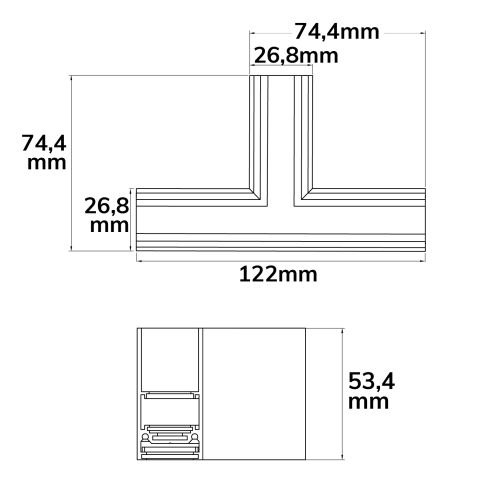 Track48 T-Schiene horizontal für Aufbauschiene, weiß, nicht stromführend