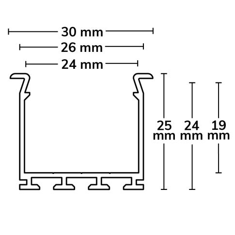 LED Einbauprofil WING20 Miniflansch gerade, eloxiert L: 200cm