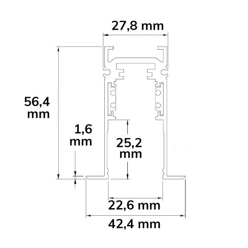 Track48 Einbauschiene, weiß, 200cm, 4-polig, inkl. Endkappen und Schutzcover