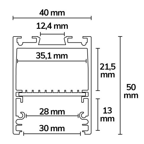 LED Leuchtenprofil LAMP30 V2 Aluminium silber pulverbeschichtet, 200cm