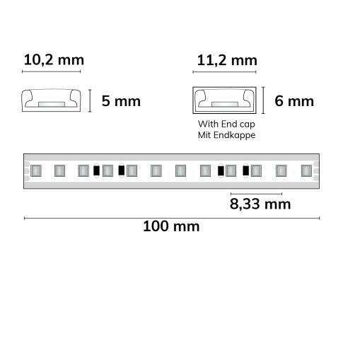 LED AQUA927/960 PU Linear CCT Flexband, 24V DC, 7W ww + 7 W kw, IP68, 5m Rolle, 120 LED/m