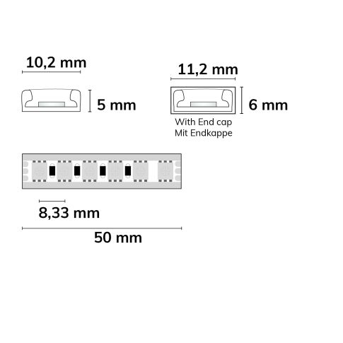 LED AQUA RGB PU Linear Flexband, 24V DC, 14,4W, IP68, 5m Rolle, 120 LED/m